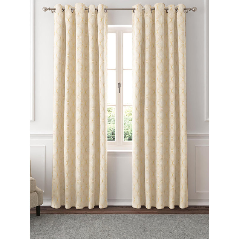 Paire de rideaux obscurcissant avec œillets Jacquard, Sable