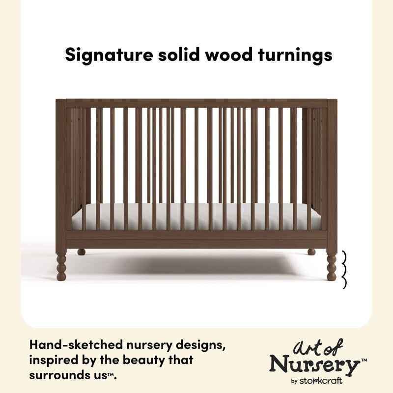 Rio 5-in-1 Convertible Crib with Toddler Guardrail, Hazelnut