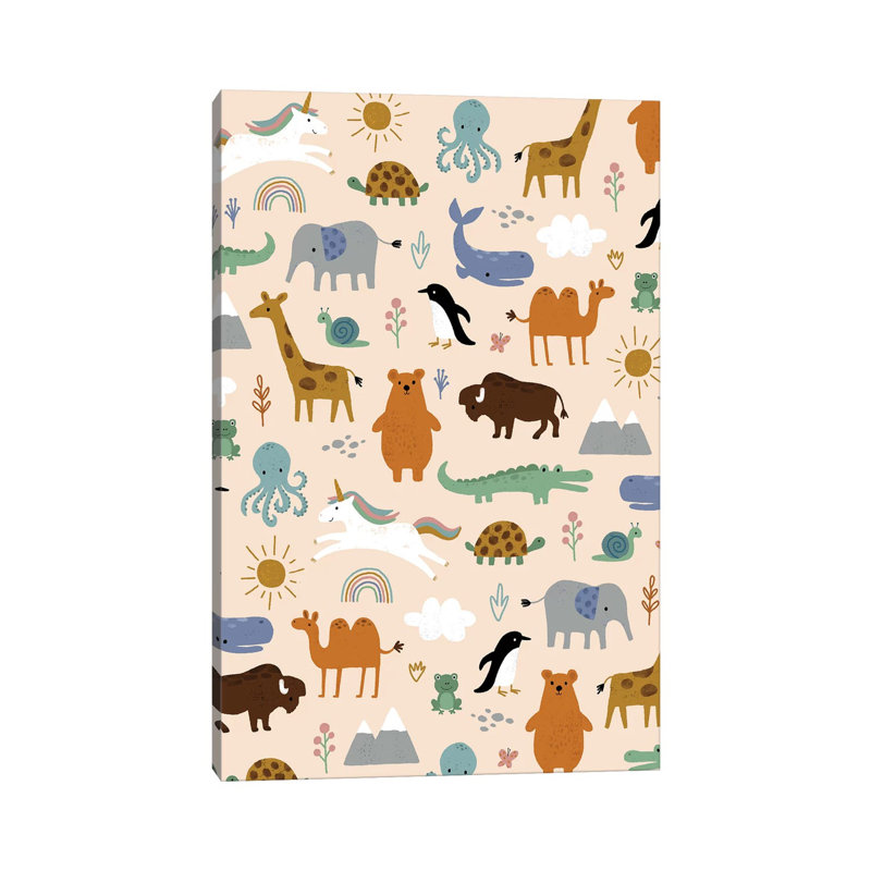 Baby Animal Menagerie I by Nina Seven - Wrapped Canvas Painting, 101.6 cm H x 66.04 cm W x 3.175 cm D