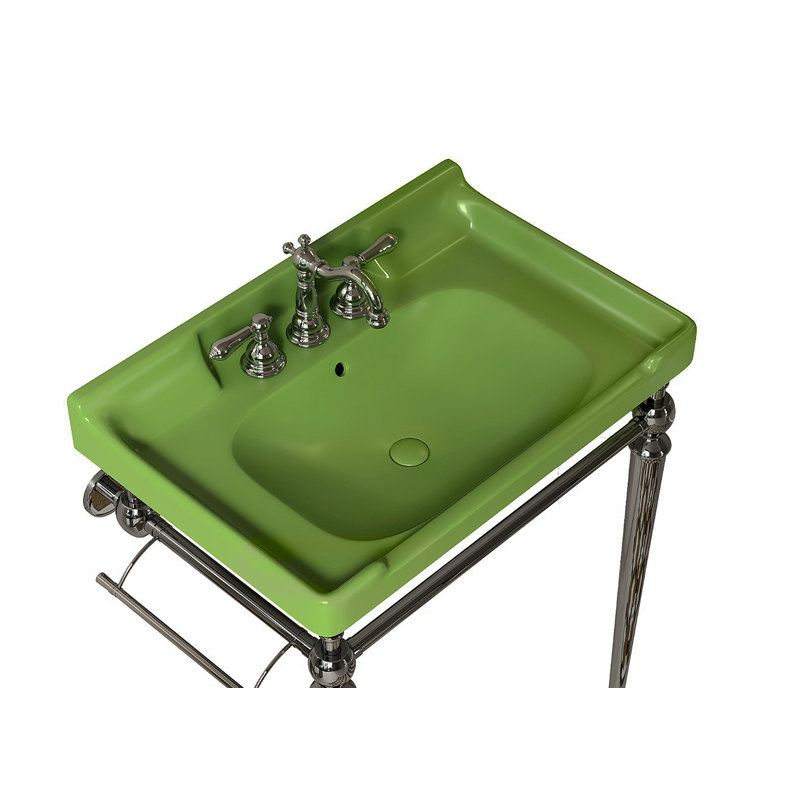 VICI 28" Bathroom Ceramic Basin With 3 Pre-Drilled Hole, NO Cabinet And Faucet, Green