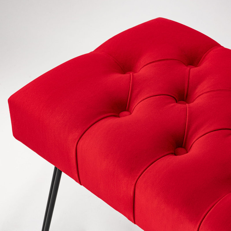 Velvet Upholstered Bench, H40 x W45 x D35cm, Red