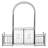 86" Garden Arch Arbor, Metal Arch Trellis with Gate and Planter Baskets, Garden Archway for Climbing Vines, Wedding Ceremony Decoration, Flourishes & Arrow Tips, Black