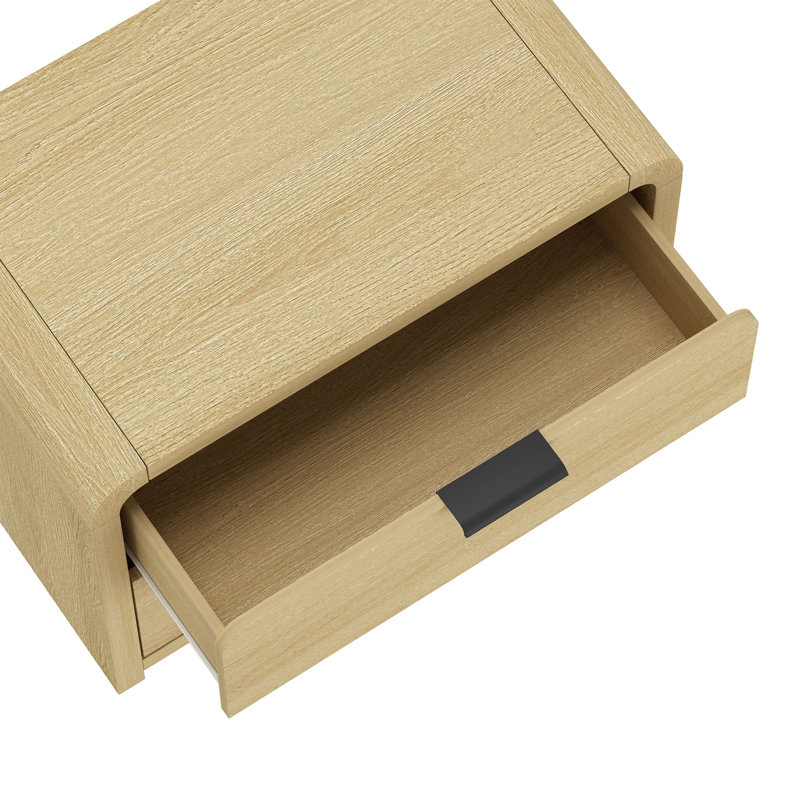 Hedden Nightstand with 2 Drawers in Natural Oak, Natural Oak/Black