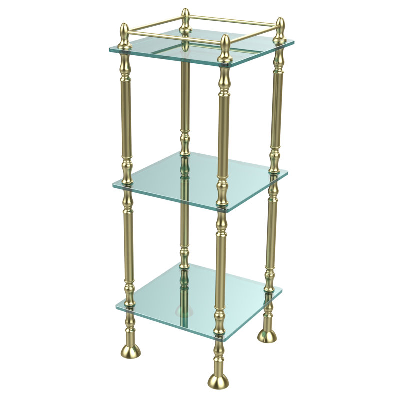 Metal Bathroom Shelves, Satin Brass