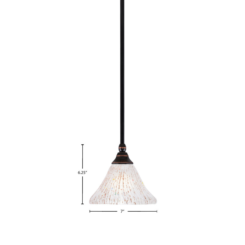 Mini-luminaire suspendu avec tige en cristal givré 7 po, Cuivre noir