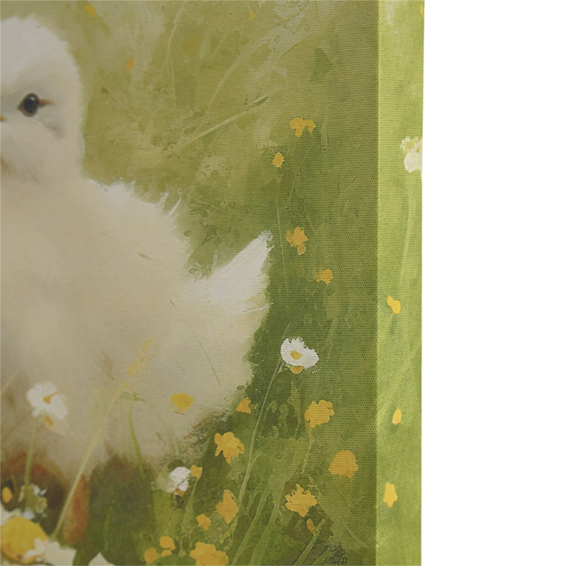 Sunshine Chicks Green and White Canvas Wall Art
