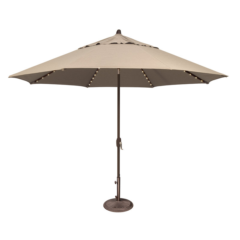 Parasol lumineux 11 'Lariat, Toile Sunbrella® beige antique, Bronze