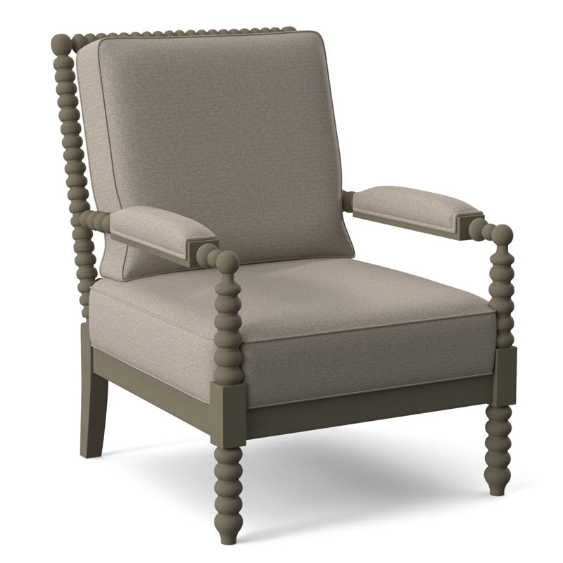Lind Island 29" Wide Lounge Chair, Tan Gingham; 0112-73, Stone Hearth Finish