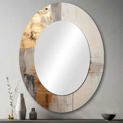 Miroir mural ovale doré et beige Soft Fusion I