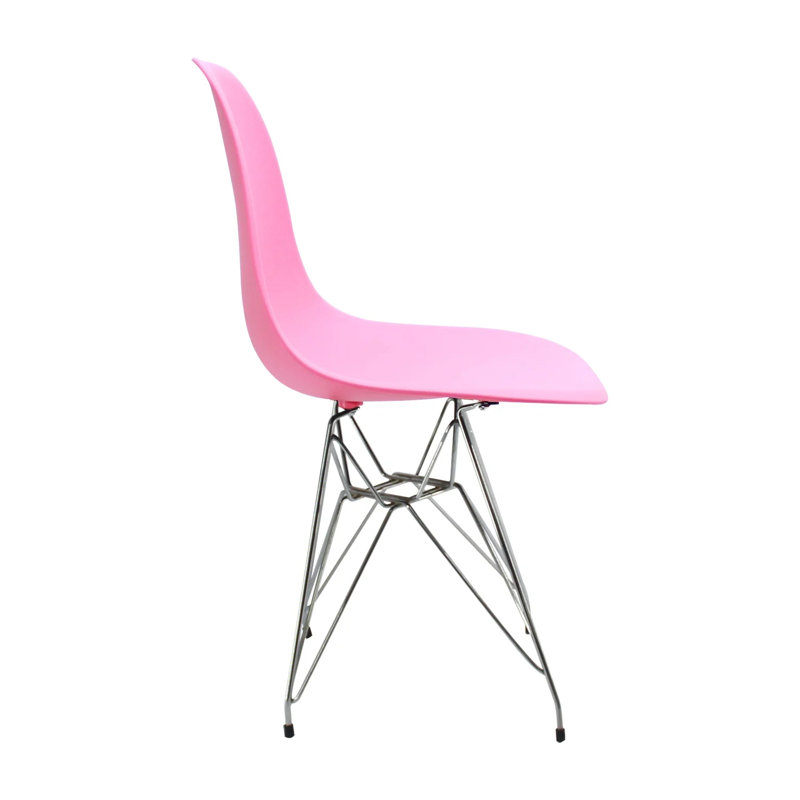 Chaise Eiffel avec base chromée, Rose, 1