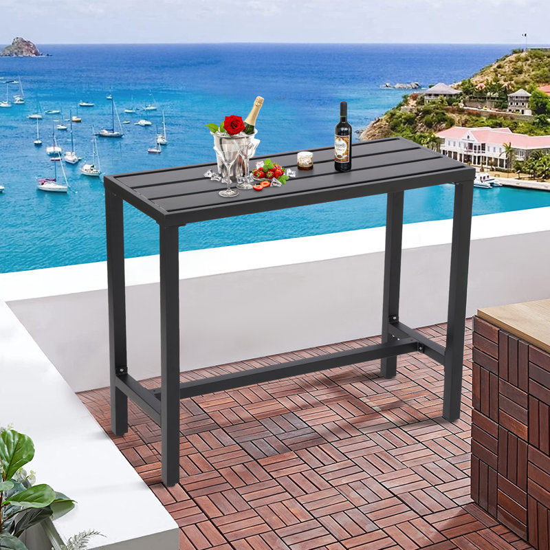 Counter Height 36.97'' Iron Bar Table, Black, 15.6" W x 54.6" L