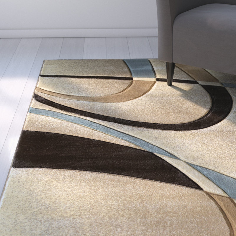 Tapis beige à motif abstrait Dov, Rectangle 1 pi 10 po x 3 pi