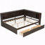 Grand lit de jour en bois avec tablettes de rangement, USB, DEL et 2 tiroirs-129880960-129880961