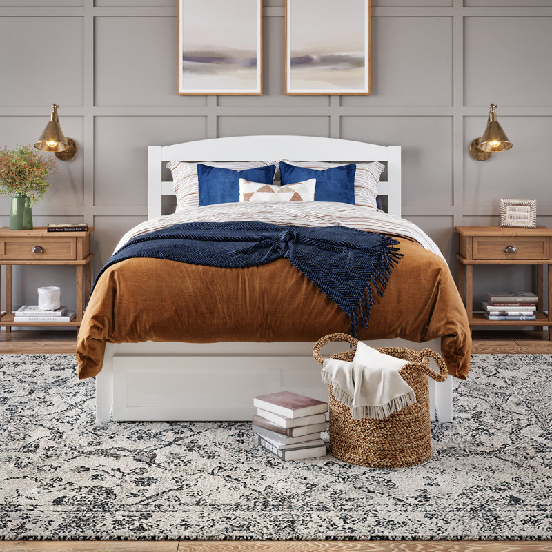 Elliana Solid Wood Slat Storage Bed, Full/Double, White