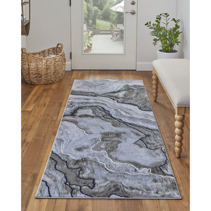 Javers Industrial Abstract Polypropylene/Polyester Area Rug, Runner 2'10" x 8'