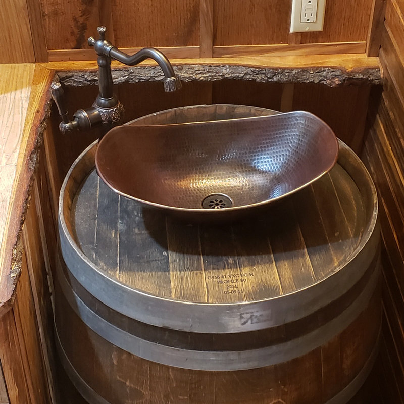 17" Oval Sleigh Copper Bath Sink Daisy Drain Included