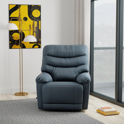 Global Home Swivel Glider Recliner With Manual Footrest In Oslo Sapphire