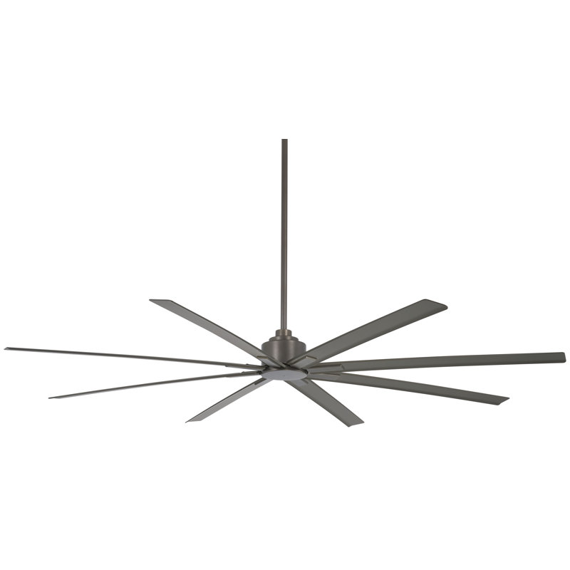 84" Xtreme 8 - Blade Outdoor Standard Ceiling Fan with Remote Control, Smoked Iron