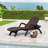 MIKAEL Outdoor Chaise Lounge with 3D Wicker-look Texture, Weather-Resistant and Dark Brown Finish for Patio and Backyard