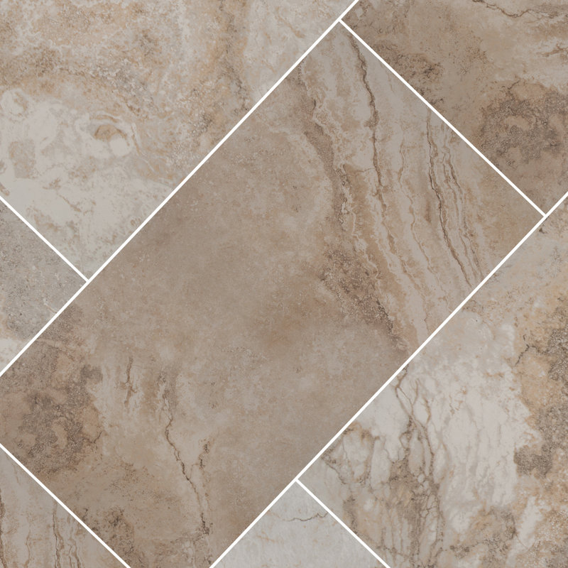 Royce 12 in. x 24 in. Matte Ceramic Stone Look Floor and Wall Tile, Dune
