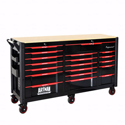 Chariot à outils robuste pour l'automobile avec 7 + 12 tiroirs (sans outils), armoire à outils de rangement mobile pour atelier et laboratoire