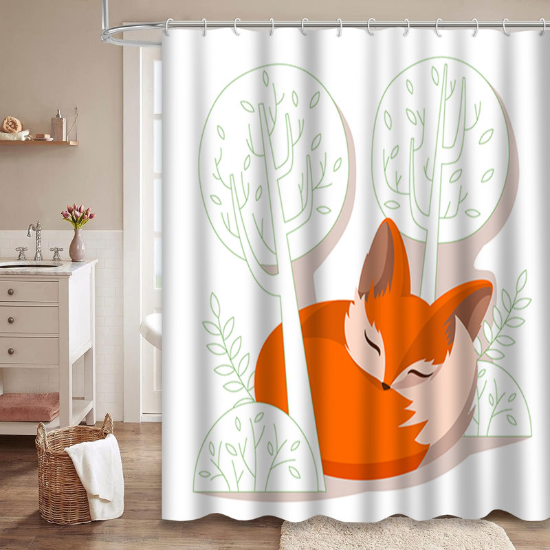 Rideau de douche avec 12 crochets Sleeping Fox Trees, L 72 po x l 84 po