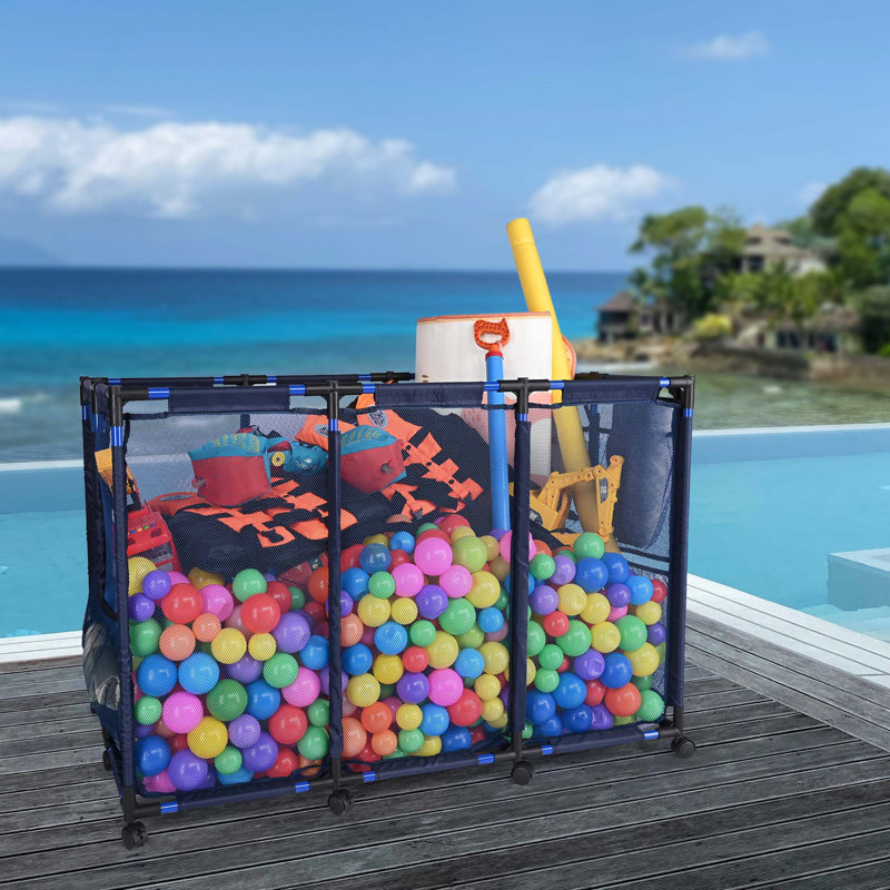 Bac de rangement pour piscine flottant en filet avec poches latérales Kierah, Bleu