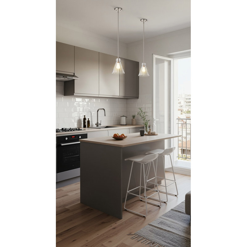 Anine Gianna - 1 Light Pendant  - Clear Glass, Brushed Nickel, 9.5" H x 8" W x 8" D