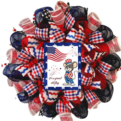 Patriotic Wreath It's A Grand Old Flag with Uncle Sam Mouse