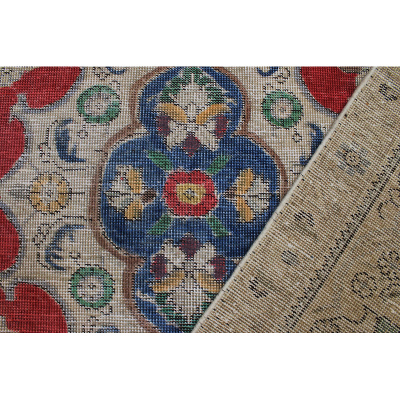 Tapis bleu / rose en laine noué à la main 7 pi 10 po x 10 pi 8 po Madon