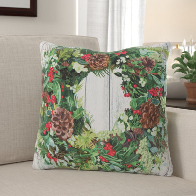 Coussin décoratif d’intérieur/d’extérieur couronne de Noël