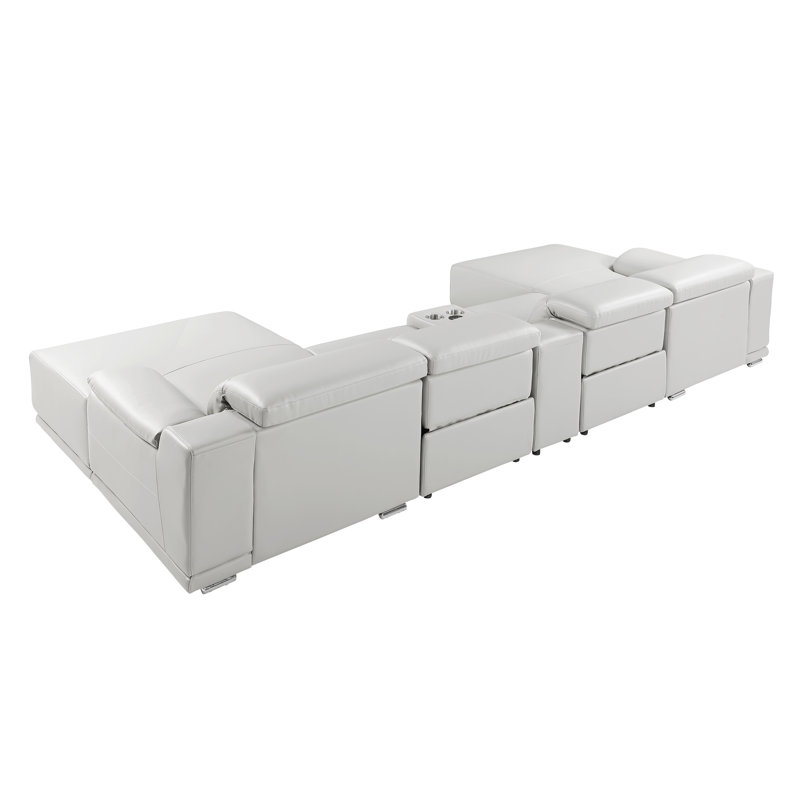 Canapé modulaire 5 pièces DivanItalia, Light Grey Genuine Leather