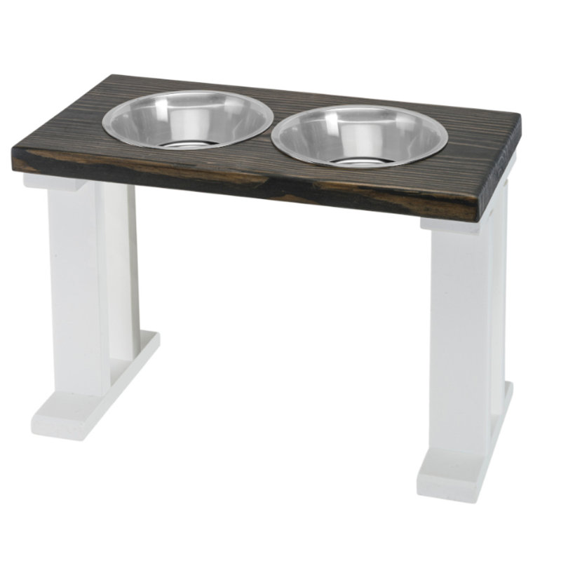 Elevated Feeder, Large (16"), White/Ebony