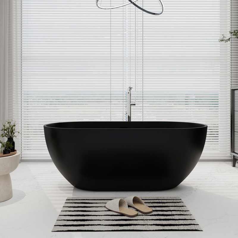 Baignoire de trempage autoportante de 59 po x 29 po, Noir mat