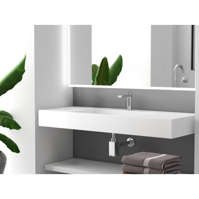 Lavabo de salle de bain mural à surface flottante avec drain dissimulé 48 "Juniper, blanc