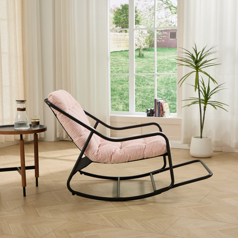 Chaise berçante d'extérieur, coussin confortable, Pink, Black