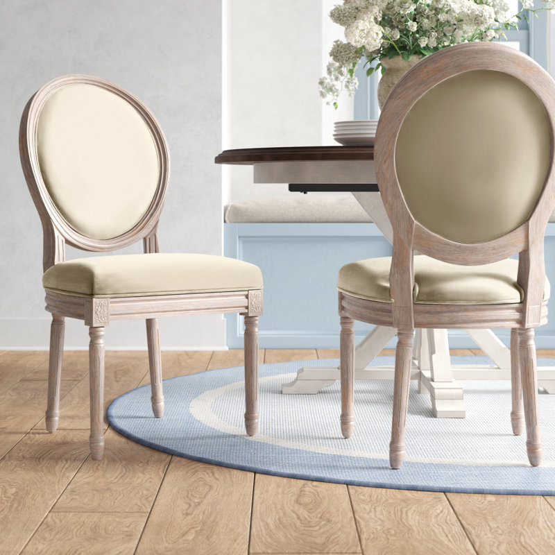 Denholme 19.8'' H Linen Upholstered Side Chair, Rustic Gray, Light Beige