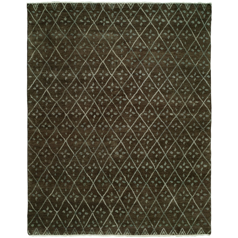 Venita Wool Geometric Area Rug in Brown, Rectangle 12' x 15'