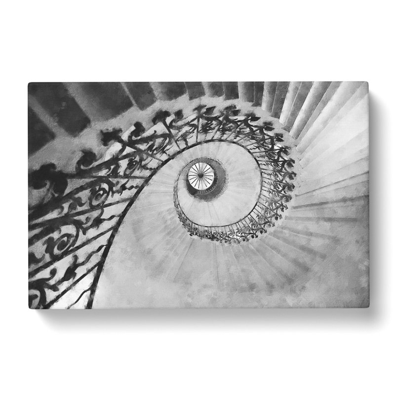 Spiral Staircase Painting - Wrapped Canvas Print, 60cm H x 91cm W x 3cm D