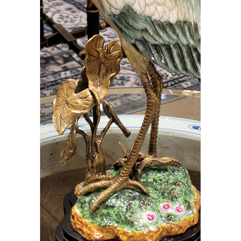 Porcelain Heron Figurine With Bronze Ormolu In Bird Figure Collection