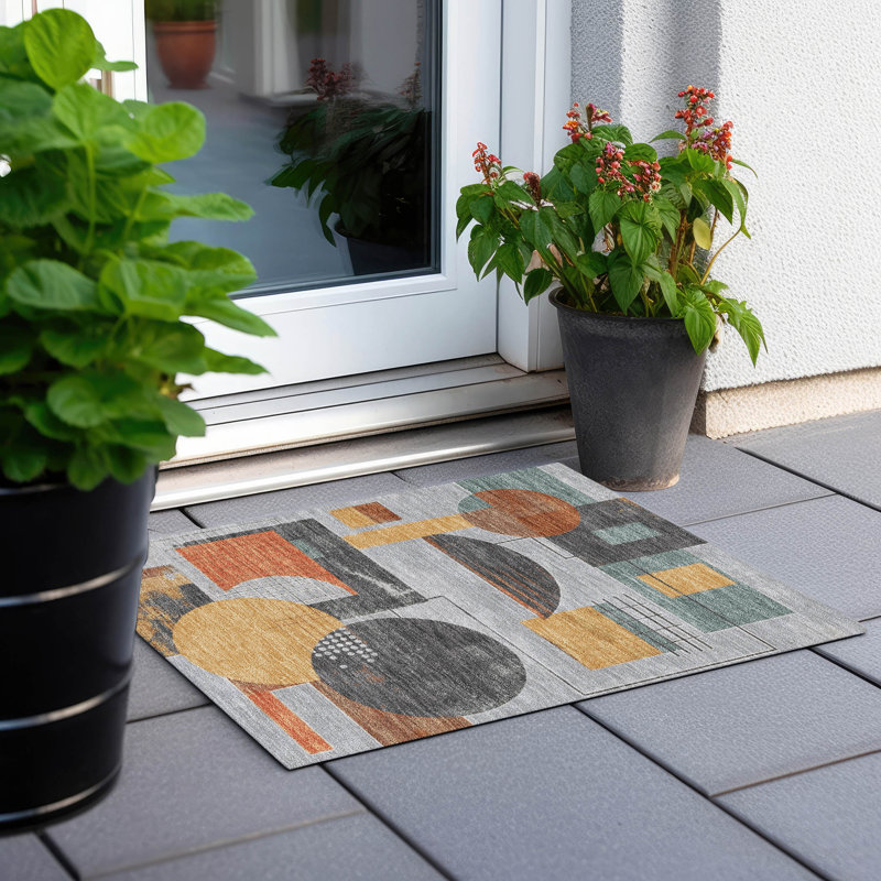 Tapis gris intérieur / extérieur lavable à la machine Cinead ACN1695, Rectangle 1 pi 8 po x 2 pi 6 po