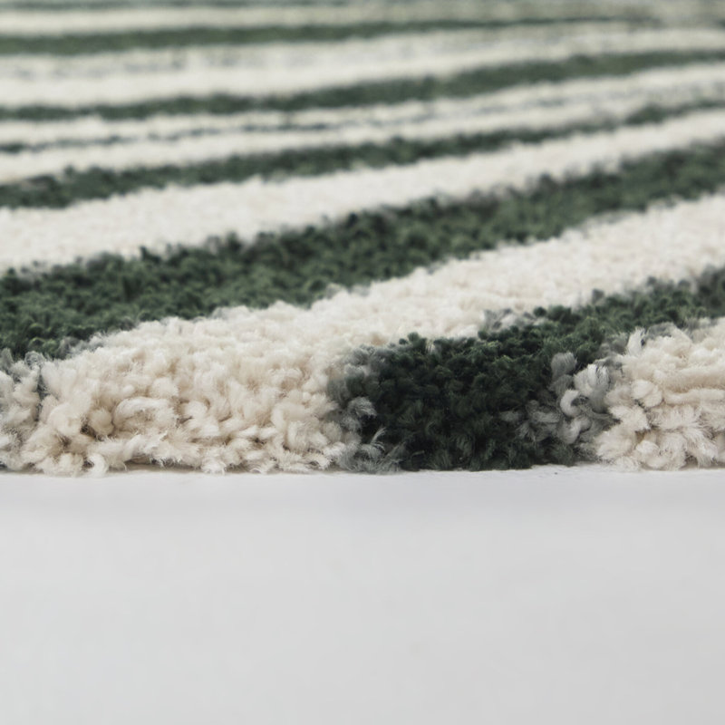 Burroughs Green Abstract Striped Area Rug, Rectangle 5'3" x 6'11.9"