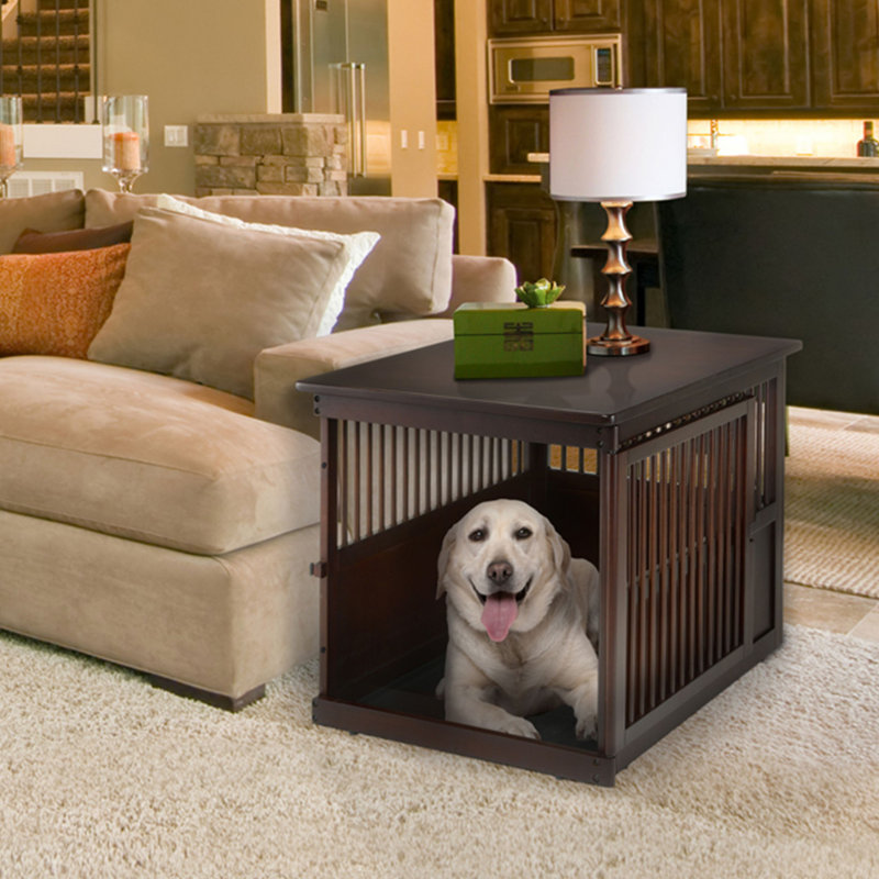 Casier tissé pour animaux table d'appoint, H 29,9 po x l 29,5 po x P 41,5 po, Brun foncé