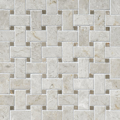 Limestone Collection Basketweave 12" x 12" Polished Natural Stone Field Tile in Arctic Gray