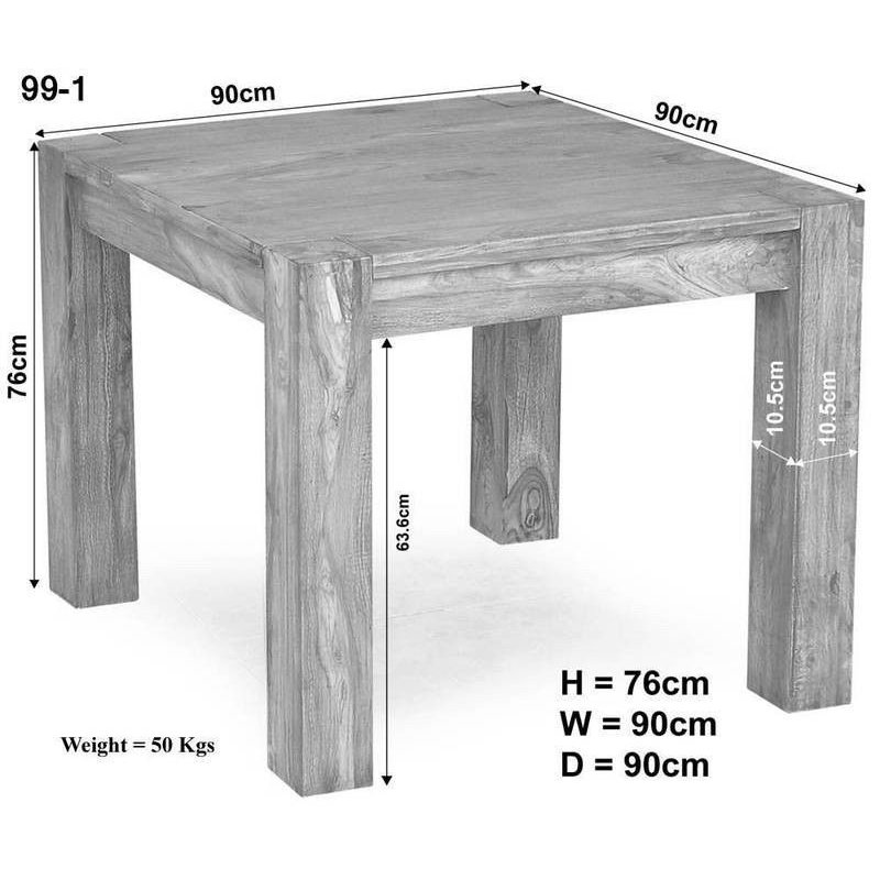 Acacia Solid Wood Dining Table, H76 x L90 x W90cm