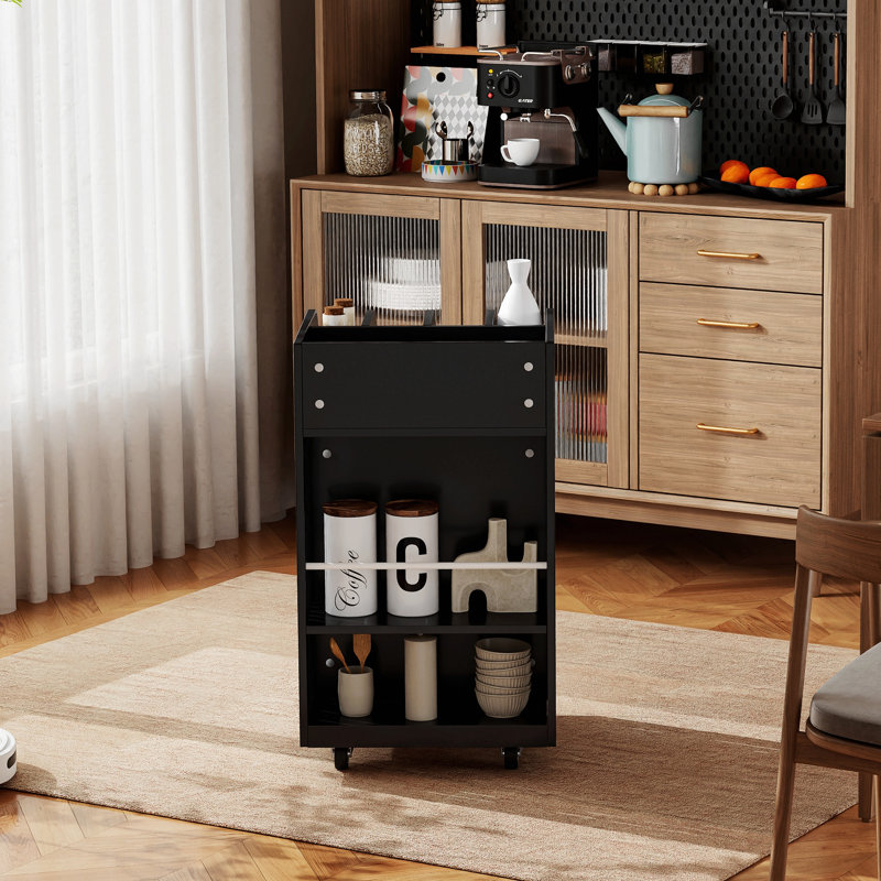4 Tier Kitchen Island Cart with Spice Rack & Locking Casters, Simple Design Mobile Kitchen Storage Islands for Kitchen Living Room