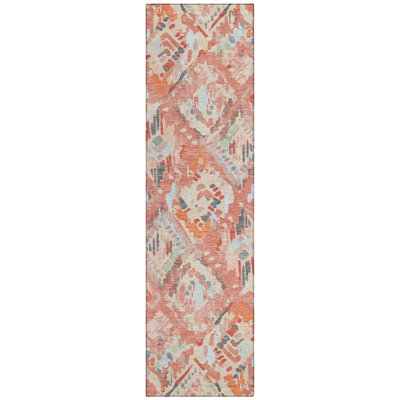 Elyndra Orange Washable Indoor-Outdoor Rug - 