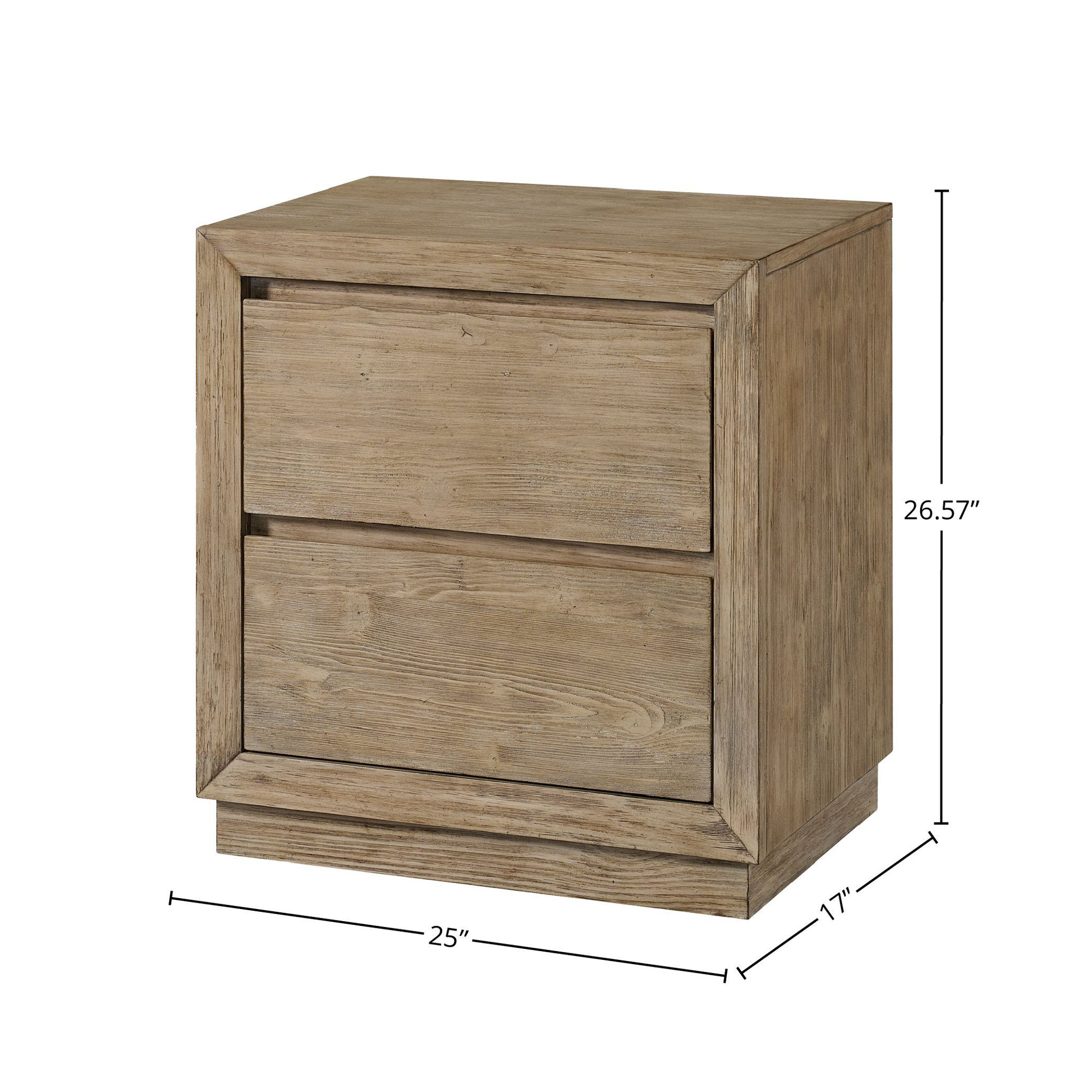 Albie 2-Drawer Pine Nightstand, Sandstone