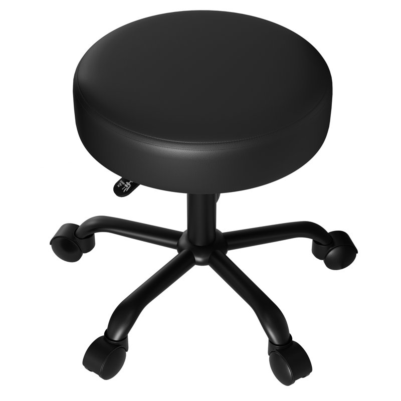 Tabouret roulant à hauteur réglable avec roulettes, Black, Black