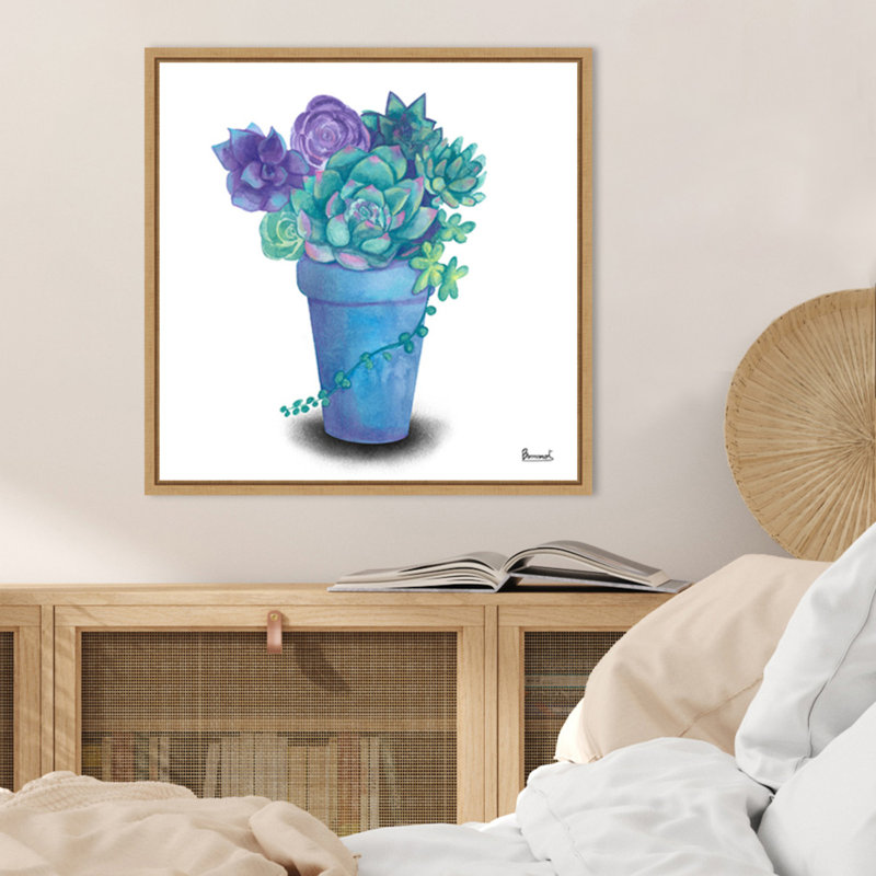 «Turquoise Succulents IV» par Bannarot, reproduction d'art sur toile encadrée, 22" H x 22" W